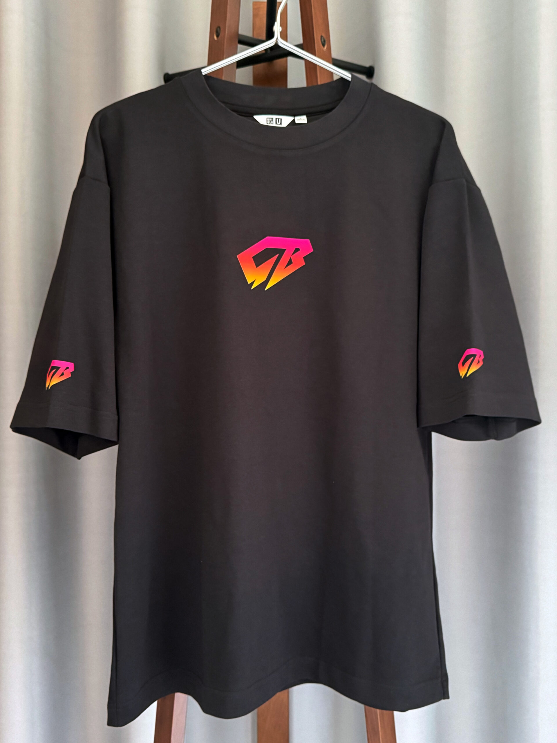 エアリズムコットンオーバーサイズTシャツ/5分袖　ブラック