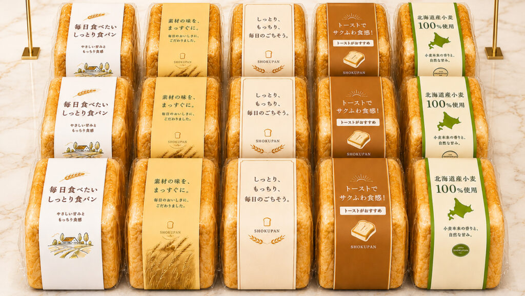 ベーカリー、食パン、フランスパン、オリジナル帯印刷